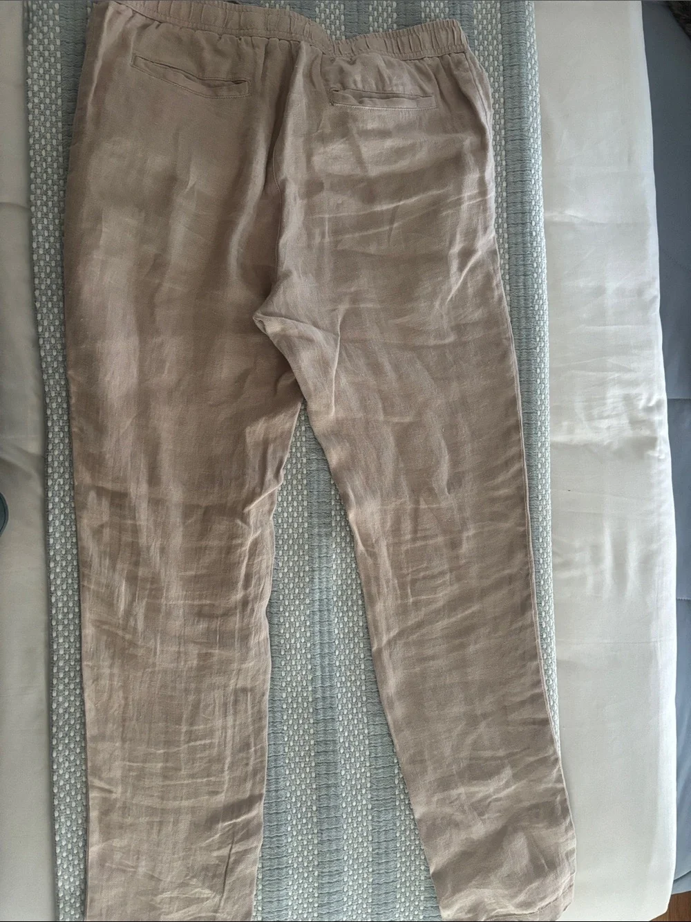 Bugatchi Men's Light Taupe Linen-Blend Drawstring Chinos